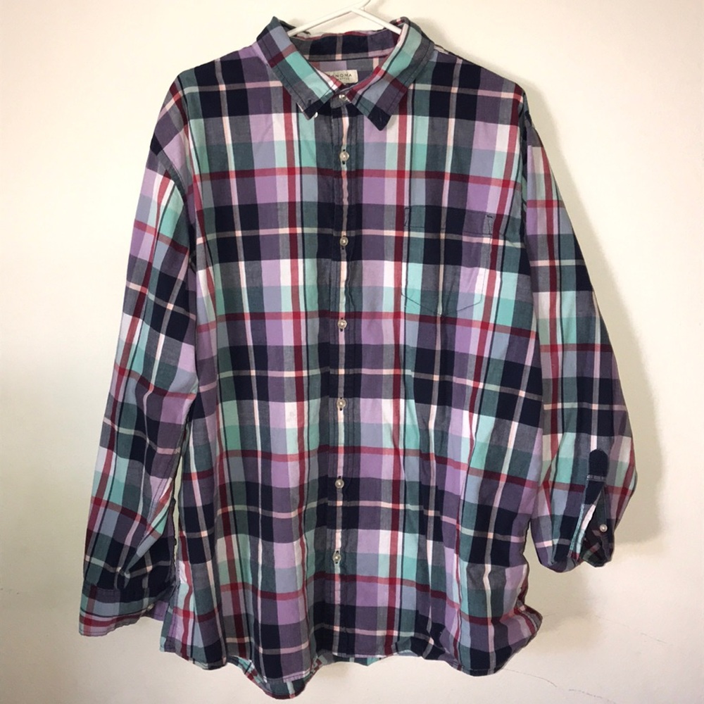 Men’s Sonoma Casual Button shirt. XXL Purple.